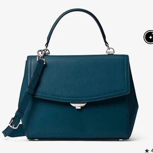 Michael Kors teal Ava Medium Leather Satchel